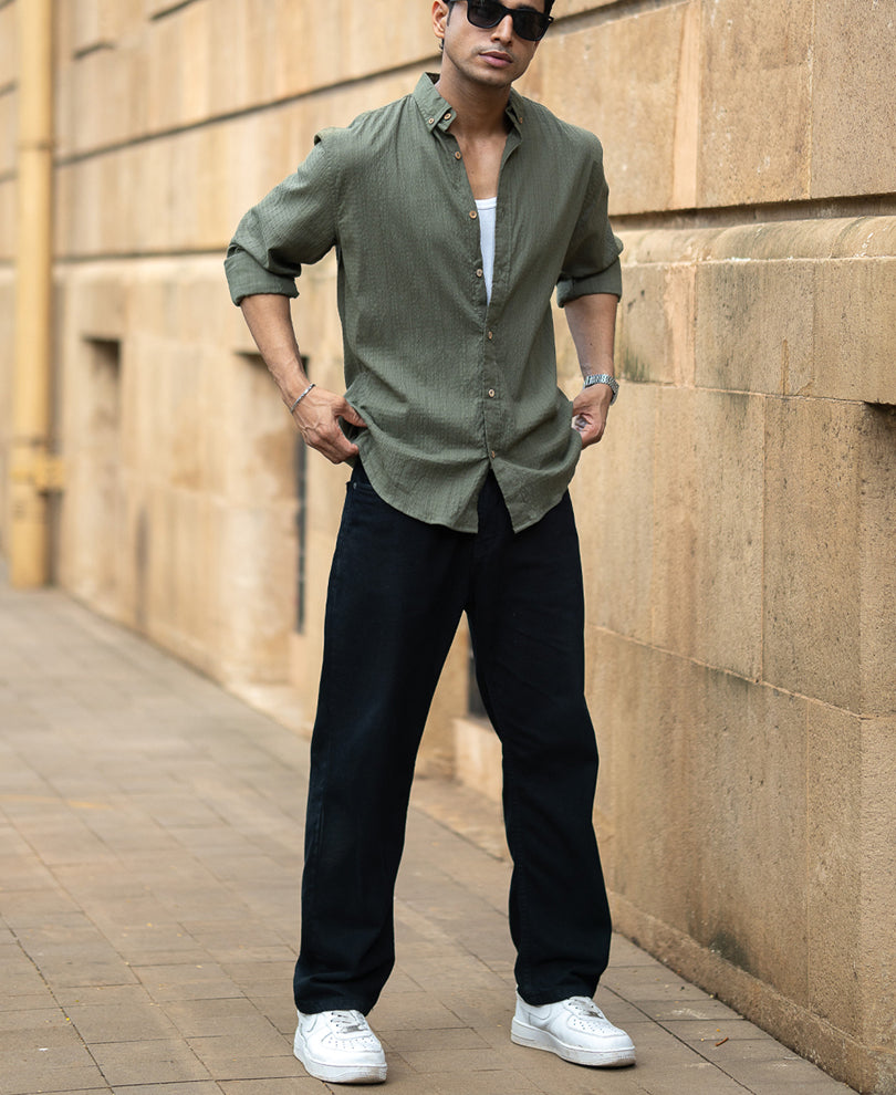 Green Lightweight Structured Shirt