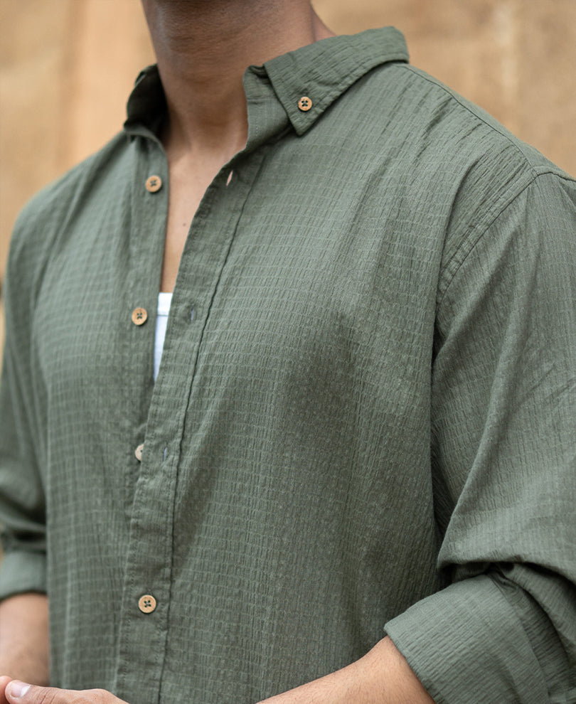 Green Lightweight Structured Shirt