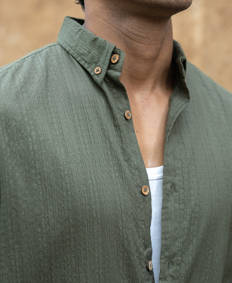 Green Lightweight Structured Shirt