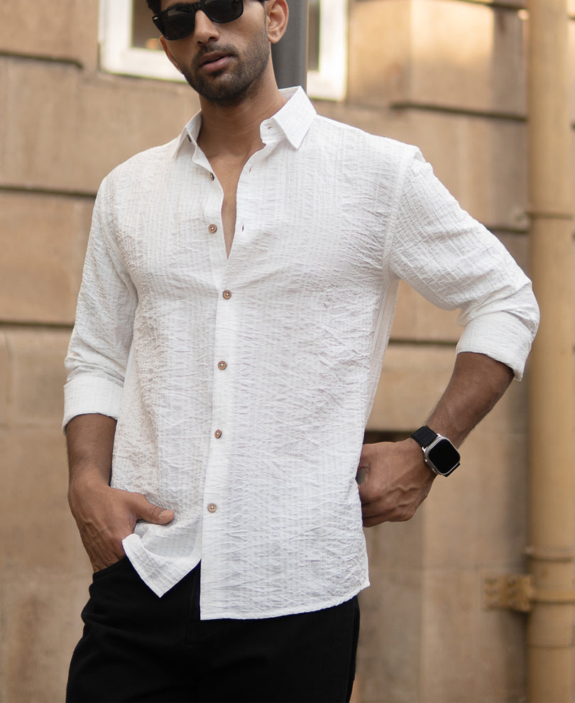 White Structure Stripe Shirt