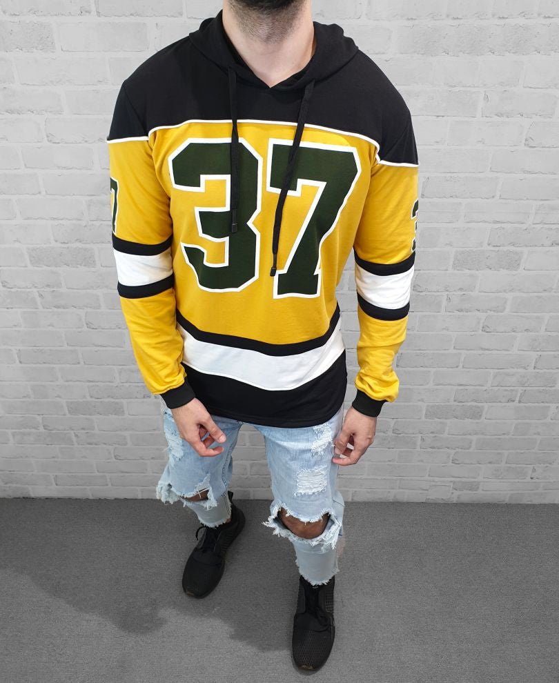 37 No Yellow  Full Sleeves Hood T Shirt