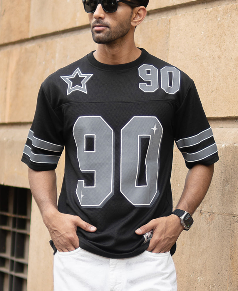 Black Mesh Jersey T-Shirt