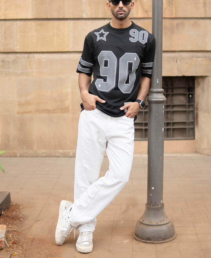 Black Mesh Jersey T-Shirt