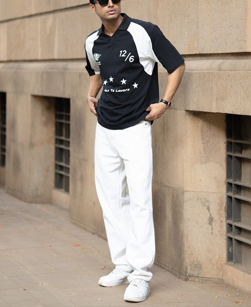 Black And White Rugby T-Shirt