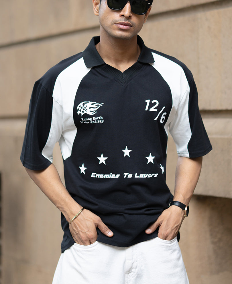 Black And White Rugby T-Shirt
