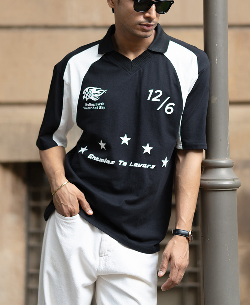 Black And White Rugby T-Shirt