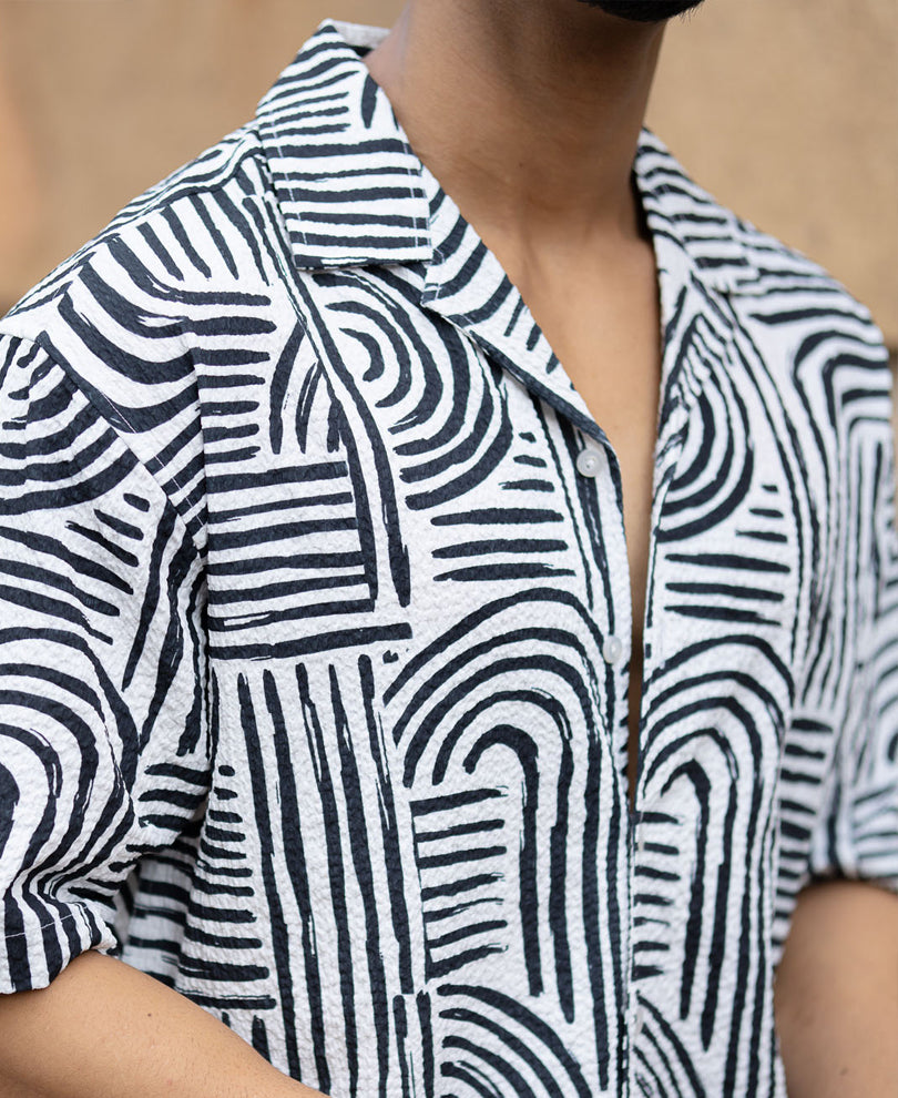 Black Abstract Lines Printed Shirt