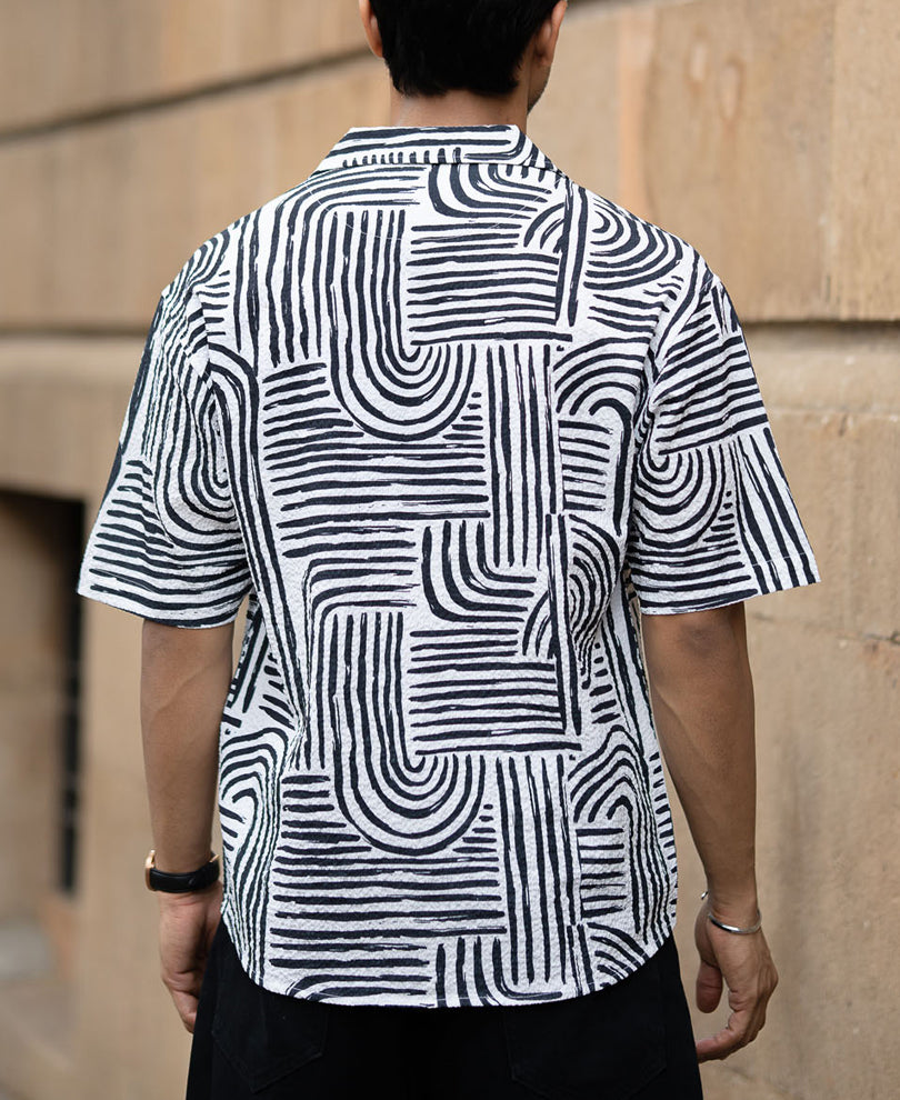 Black Abstract Lines Printed Shirt