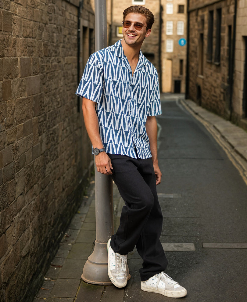 Blue Geometric Print Shirt