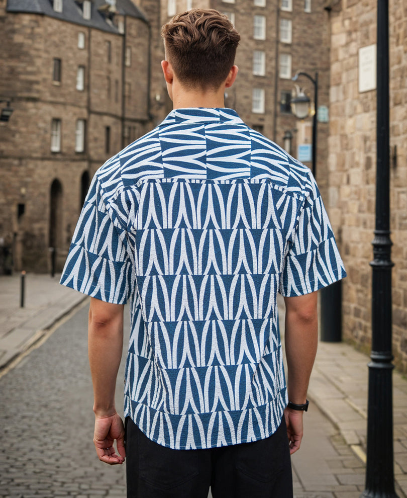 Blue Geometric Print Shirt