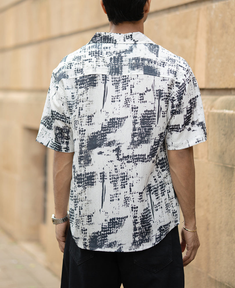Black Printed Cuban Flowy Shirt