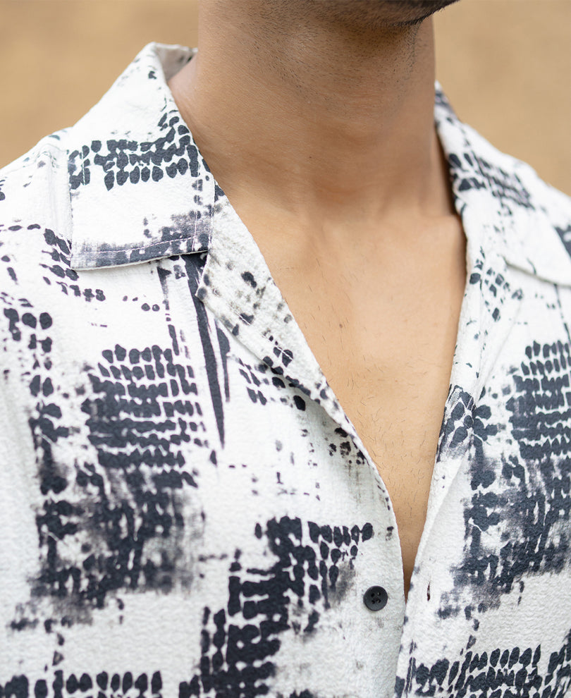 Black Printed Cuban Flowy Shirt