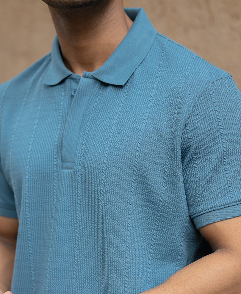 Blue Structured Polo Tshirt