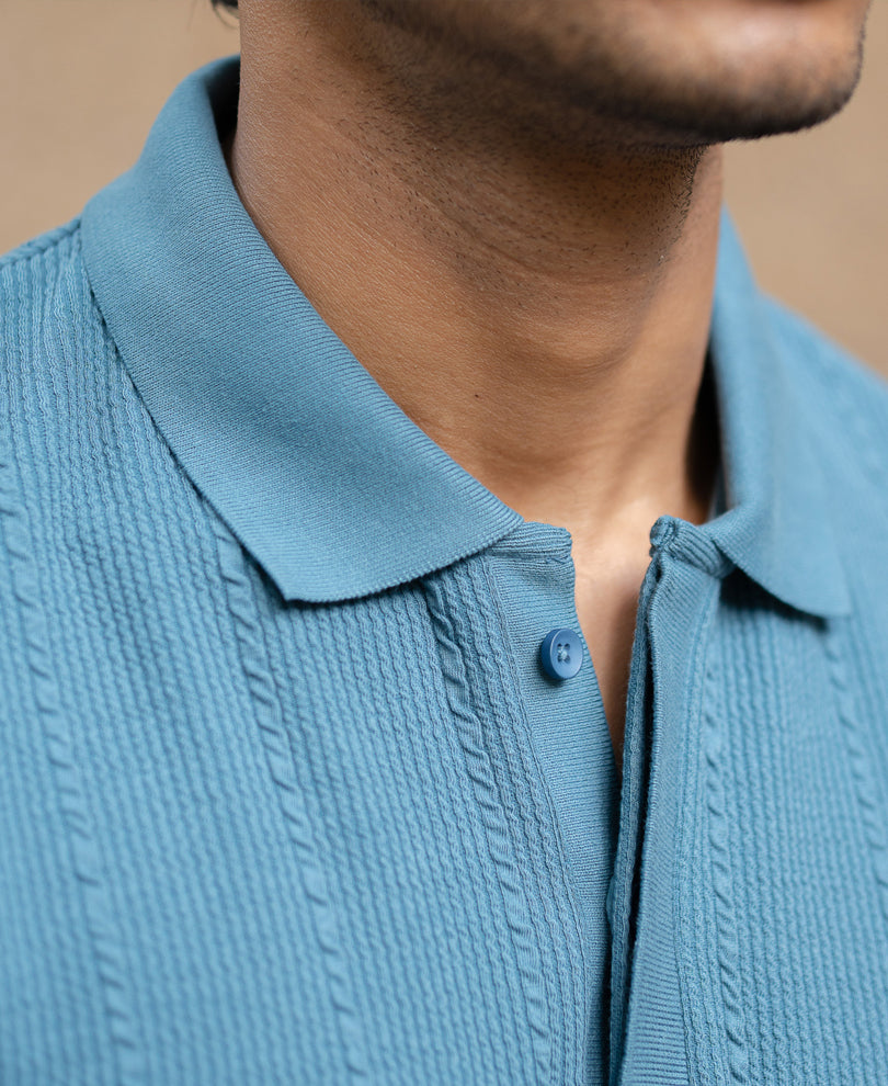 Blue Structured Polo Tshirt