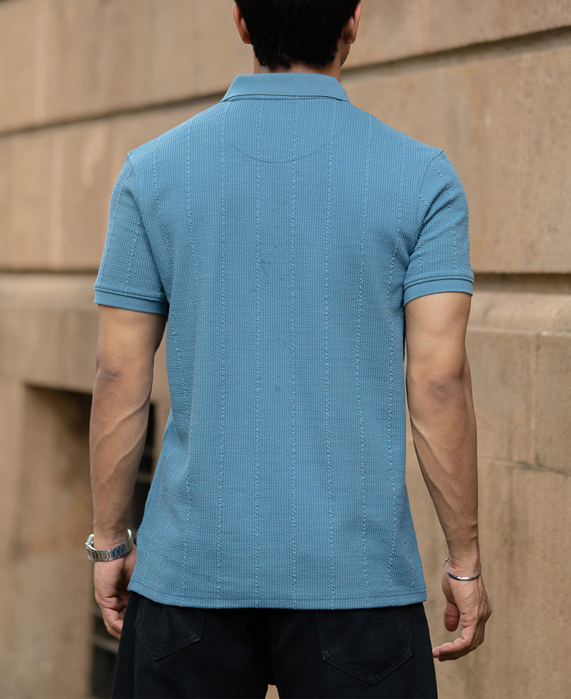 Blue Structured Polo Tshirt