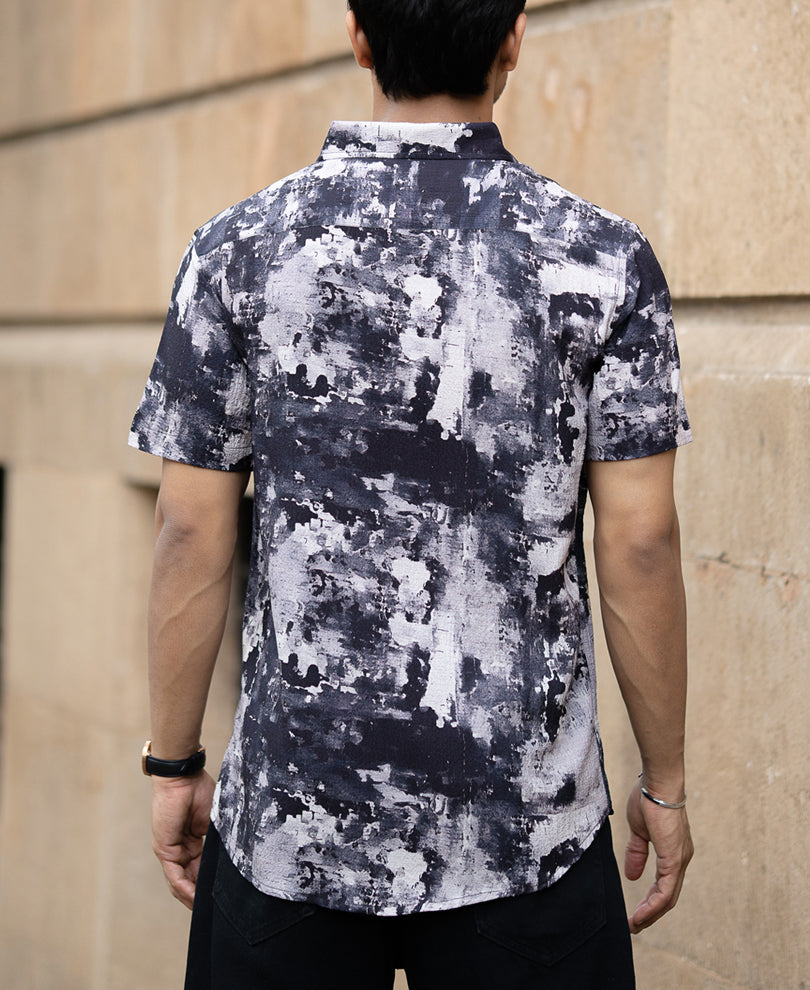 Dark Grey Abstract Flowy Shirt