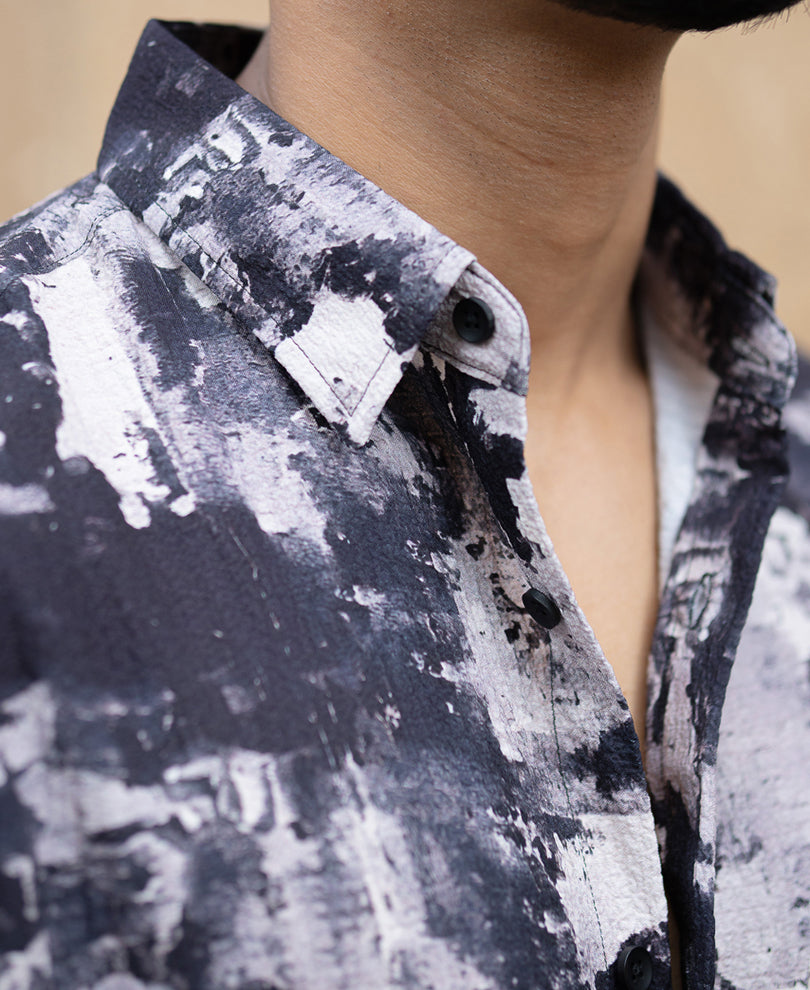 Dark Grey Abstract Flowy Shirt