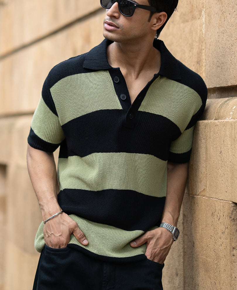 Green And Black Stripe T-Shirt