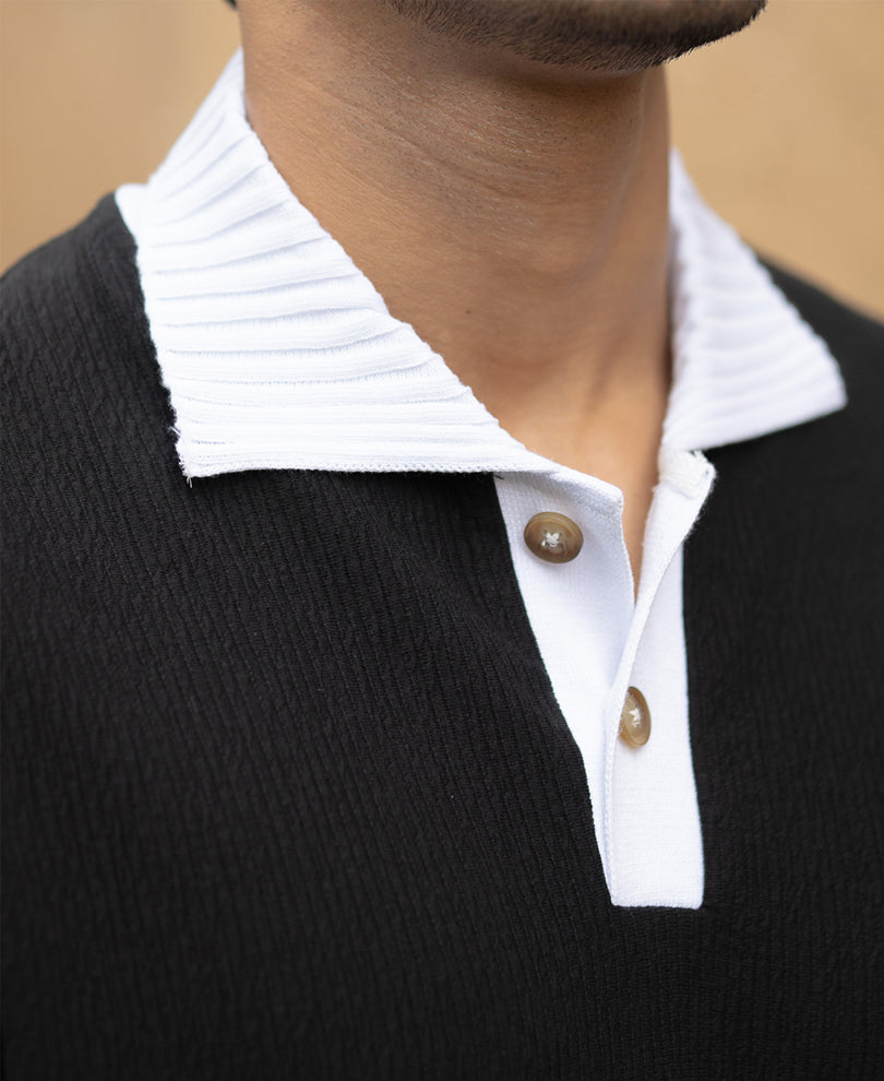 Black Regular Fit Half Sleeves T-Shirt