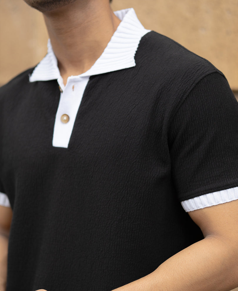 Black Regular Fit Half Sleeves T-Shirt