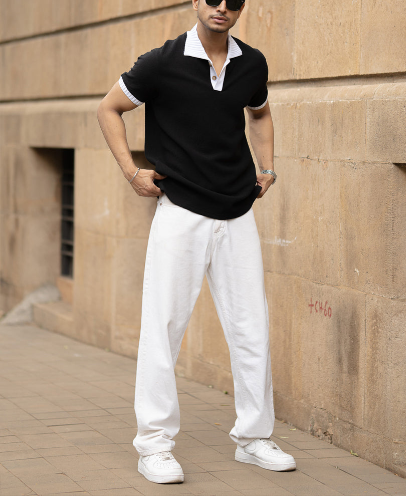 Black Regular Fit Half Sleeves T-Shirt