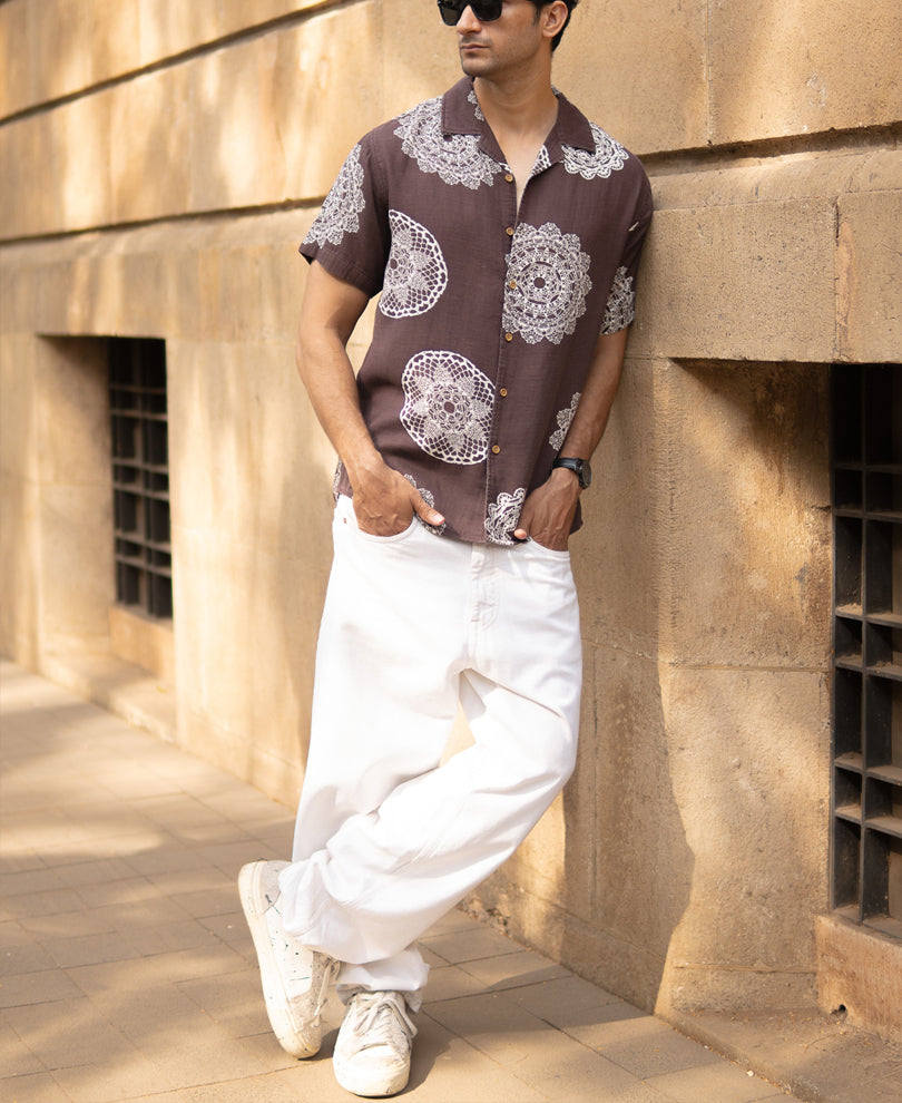 Brown Mandala Print Shirt