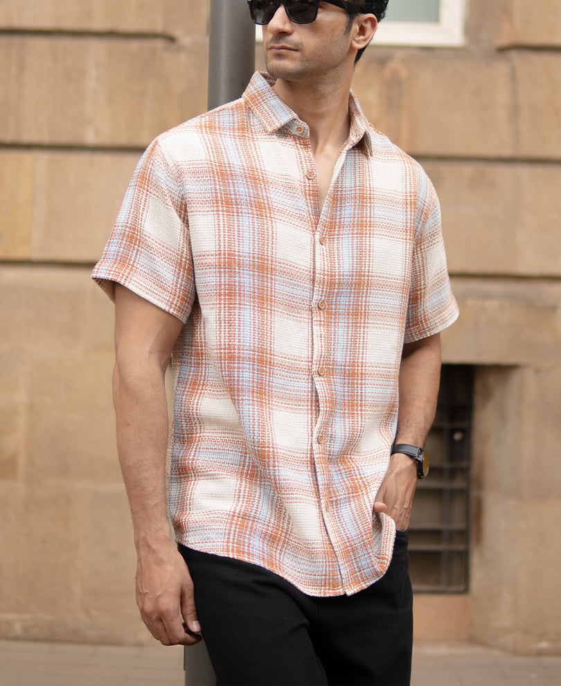 Rust Structured Checks Shirt
