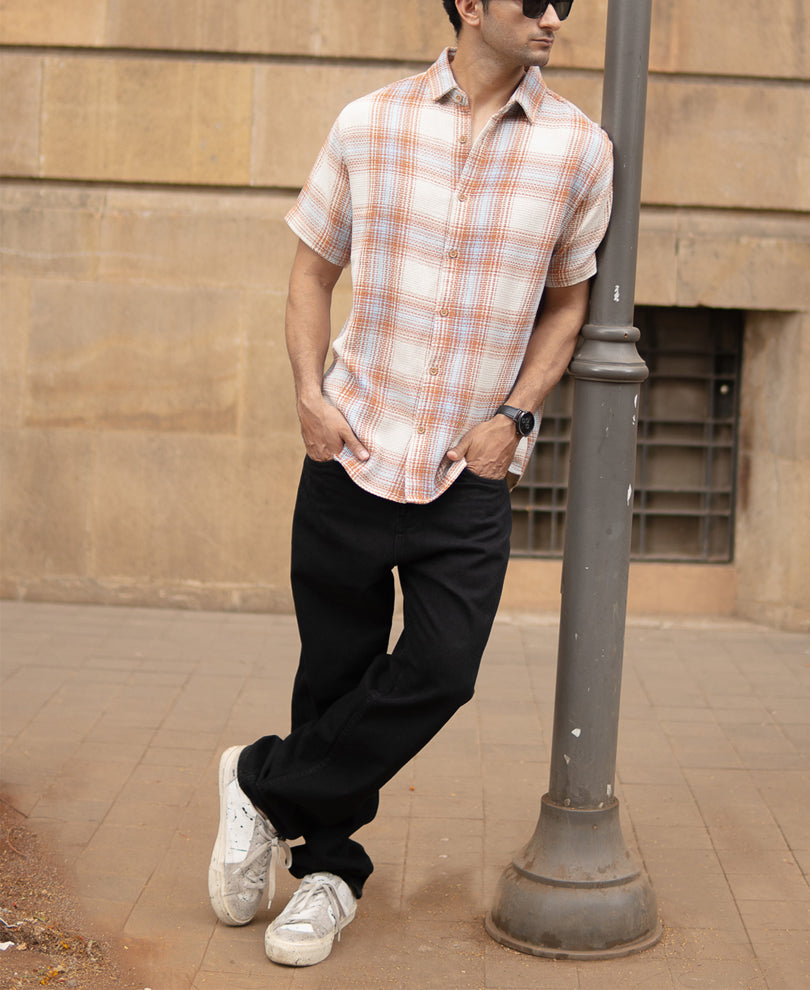 Rust Structured Checks Shirt