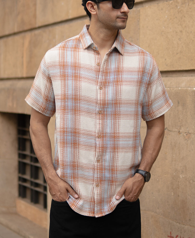Rust Structured Checks Shirt