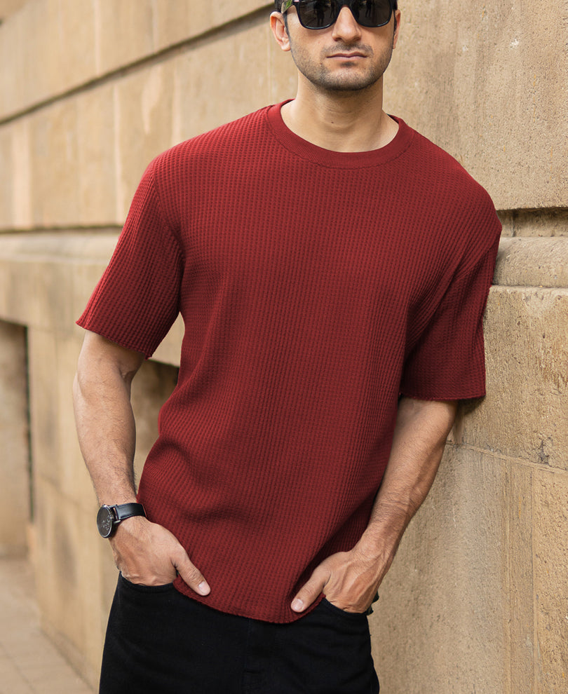 Brick Red Structured T-Shirt