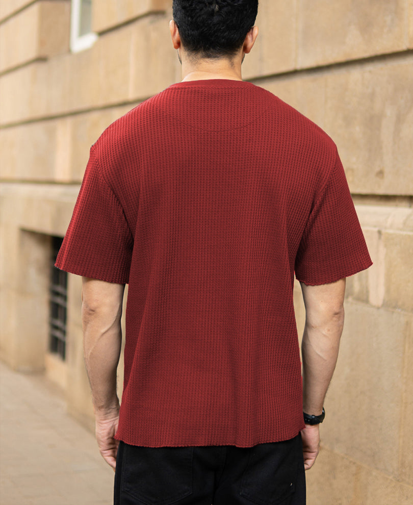 Brick Red Structured T-Shirt