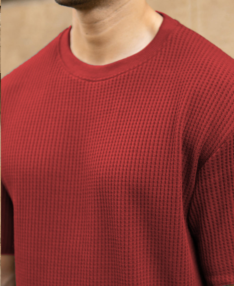 Brick Red Structured T-Shirt