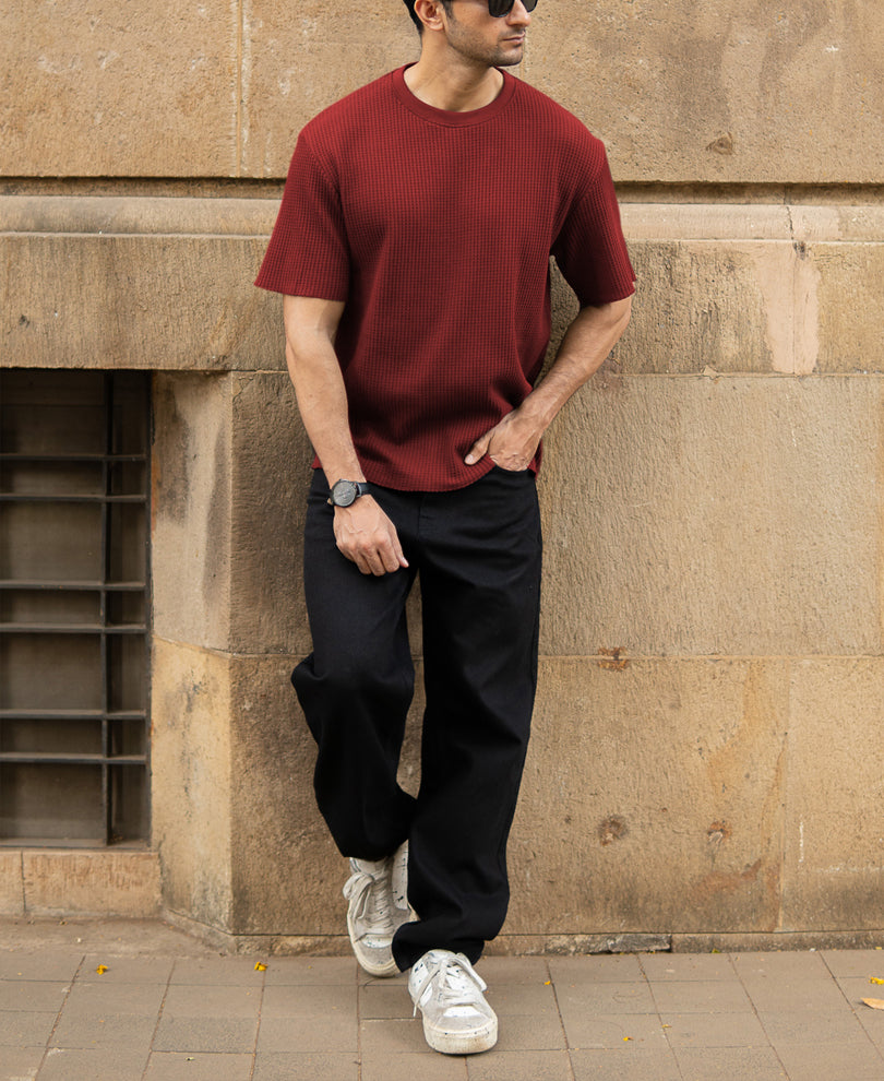 Brick Red Structured T-Shirt