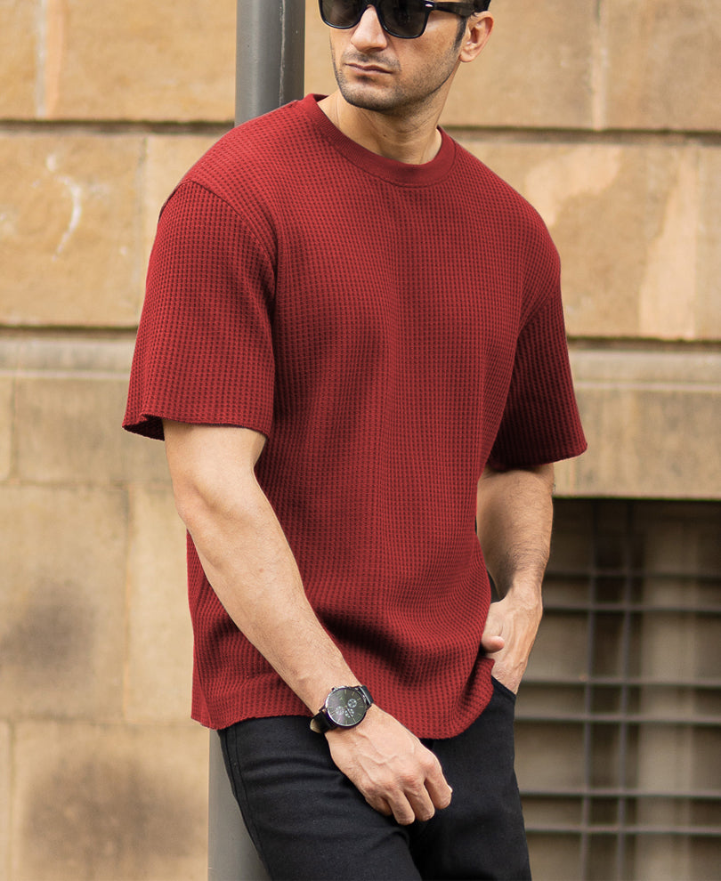 Brick Red Structured T-Shirt