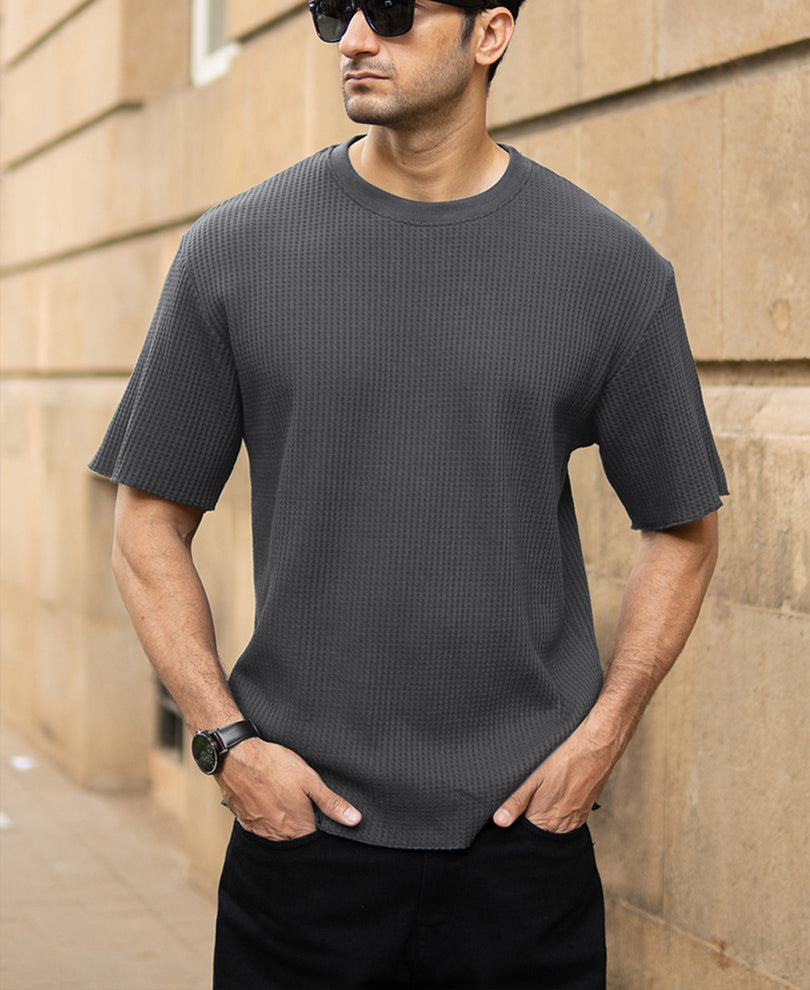 Dark Grey Structured T-Shirt