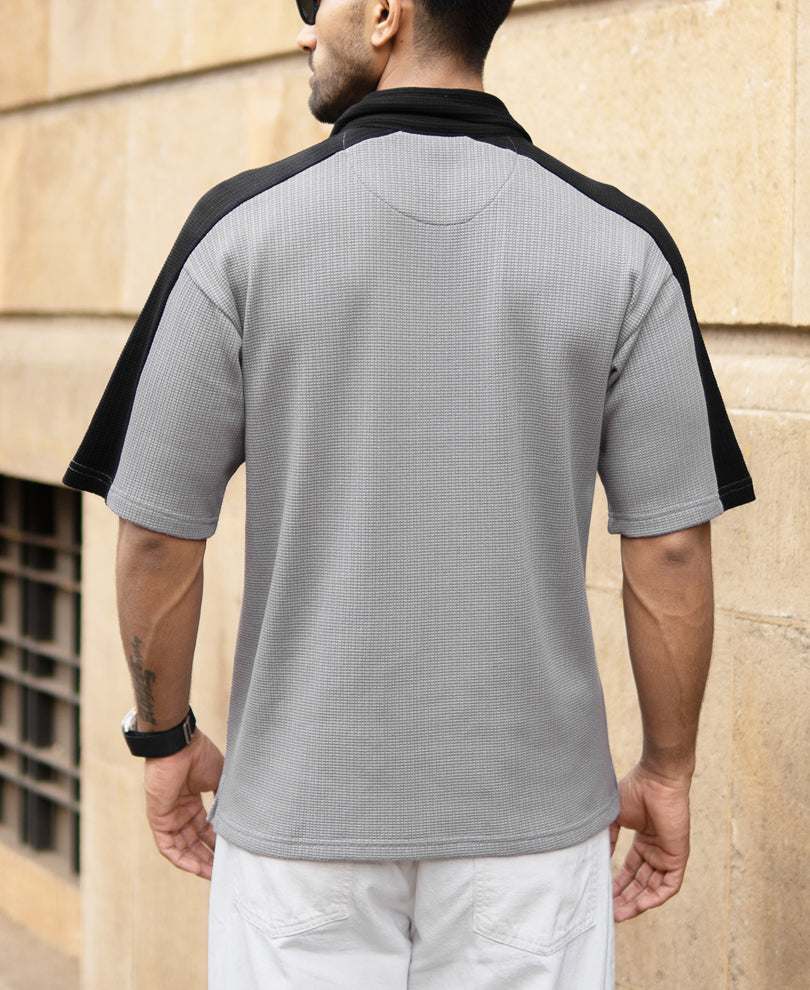 Grey Contrast Panel T-Shirt