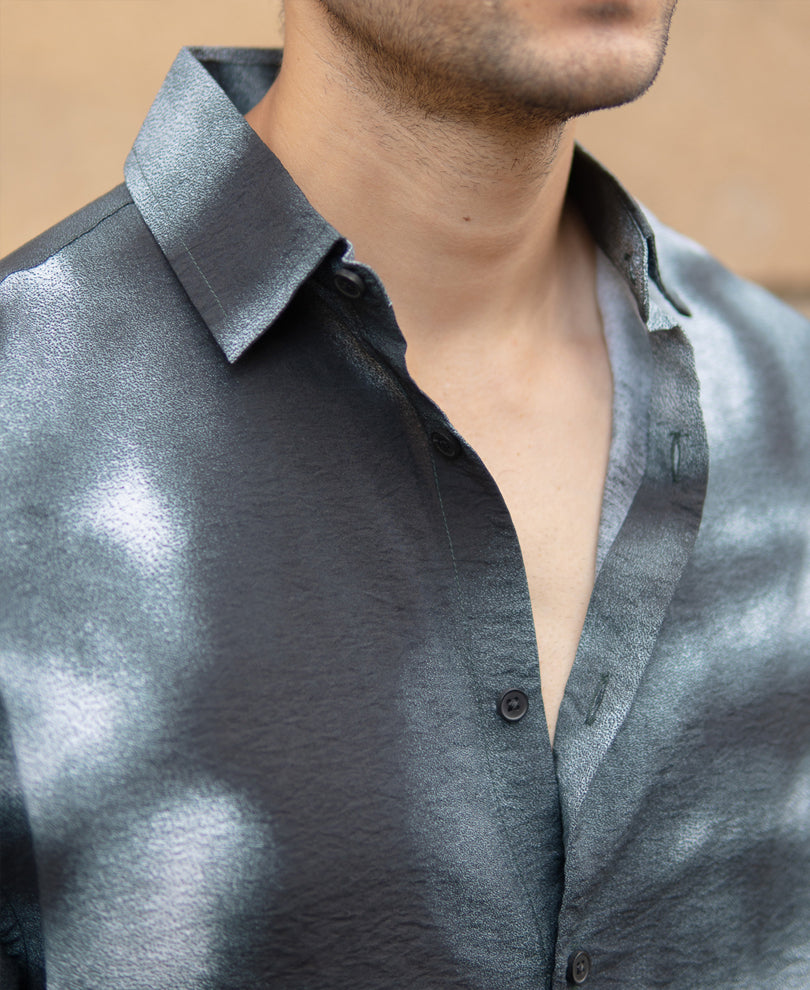 Dark Green Spray Print Shirt
