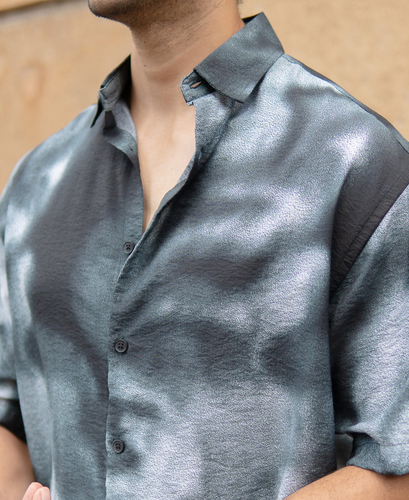Dark Green Spray Print Shirt