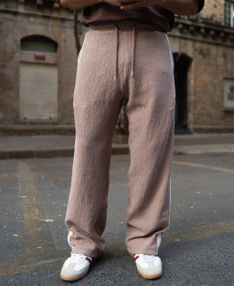 Dark Beige Knitted Baggy Fit Pant