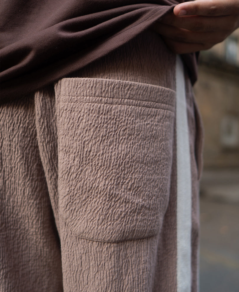 Dark Beige Knitted Baggy Fit Pant