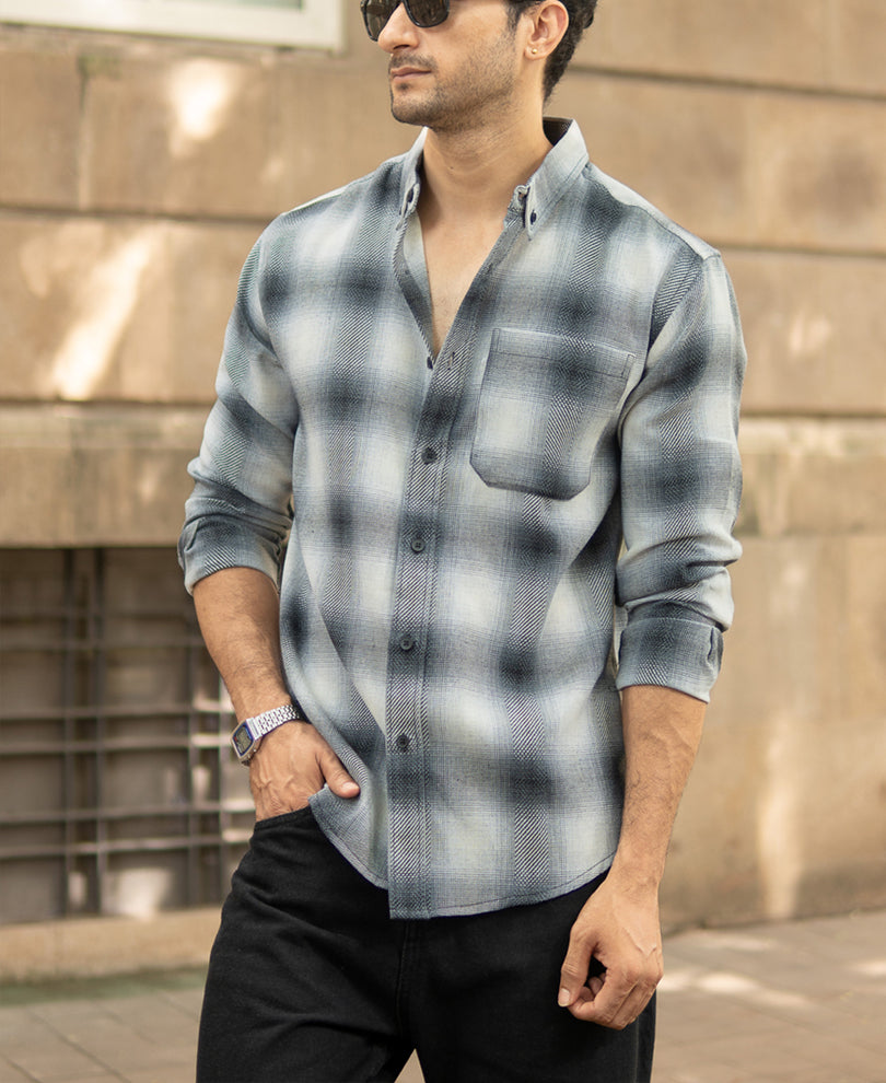 Grey Checks Button Down Shirt