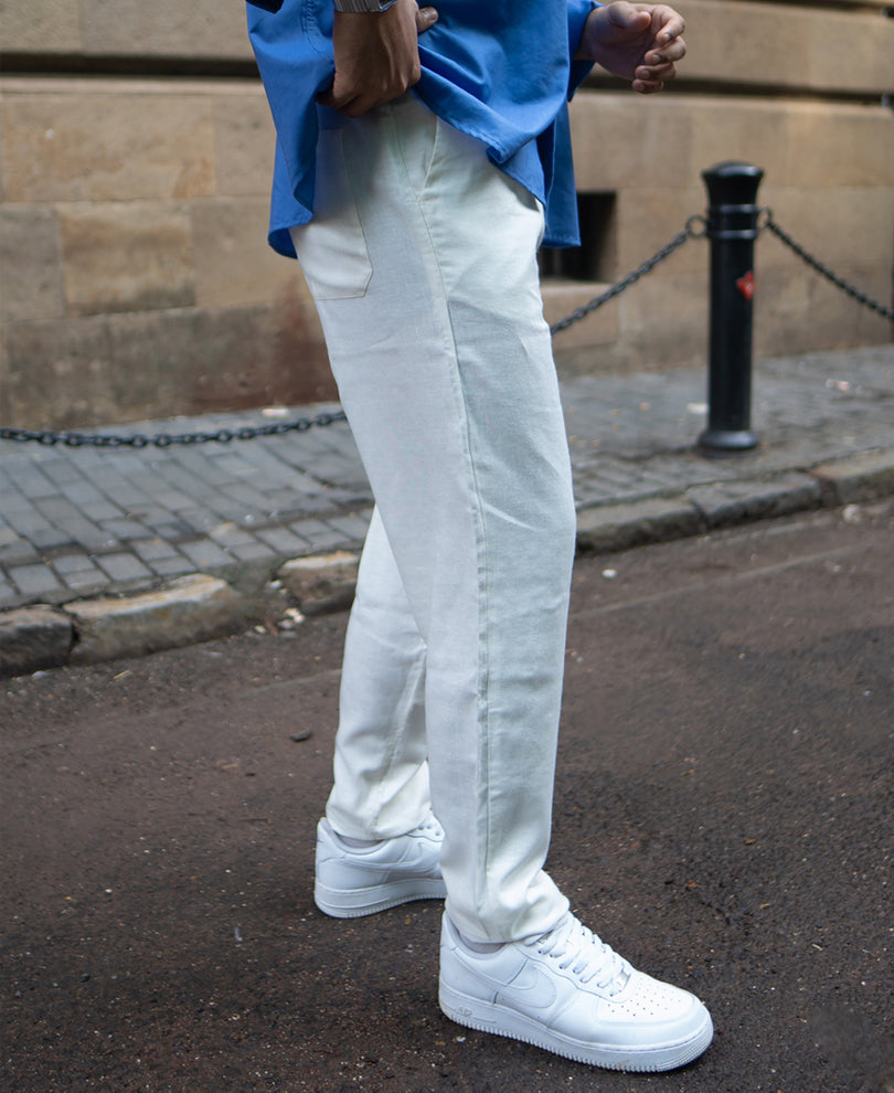 White Flowy Linen Pant