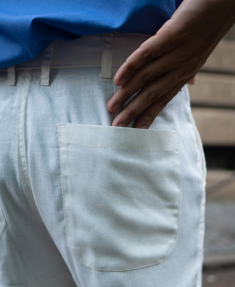 White Flowy Linen Pant
