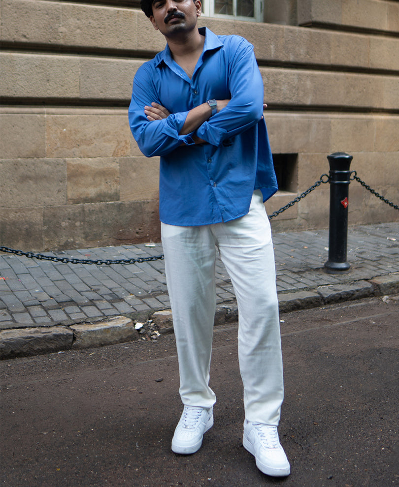 White Flowy Linen Pant