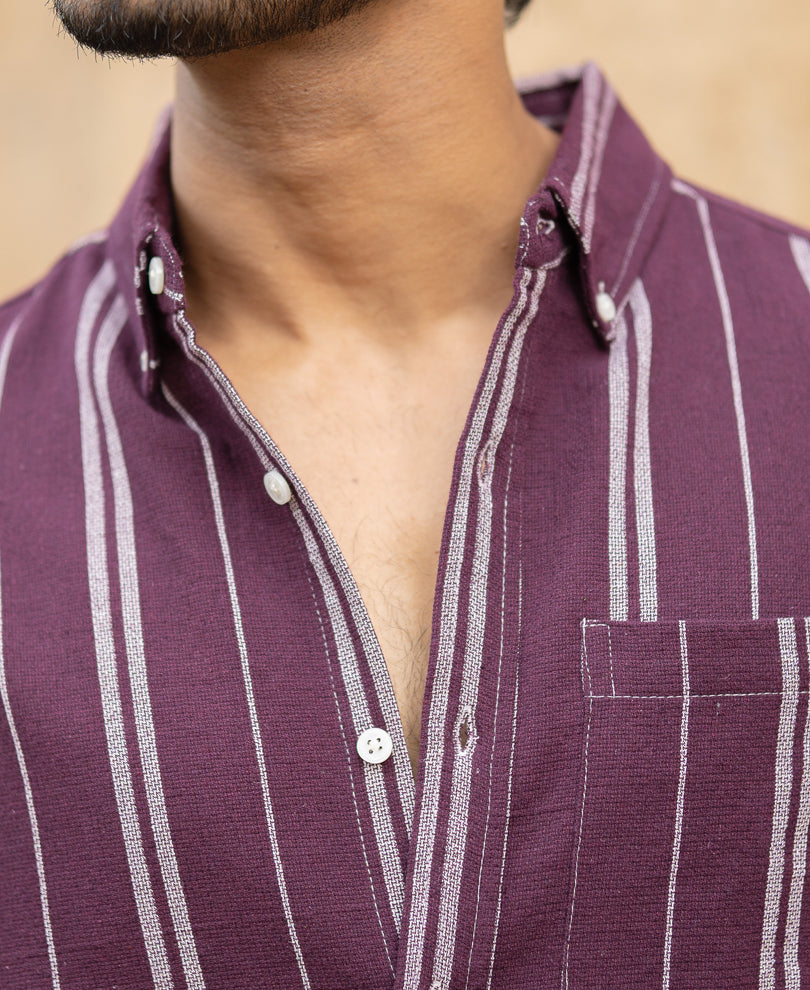 Wine Structured Stripe Shirt