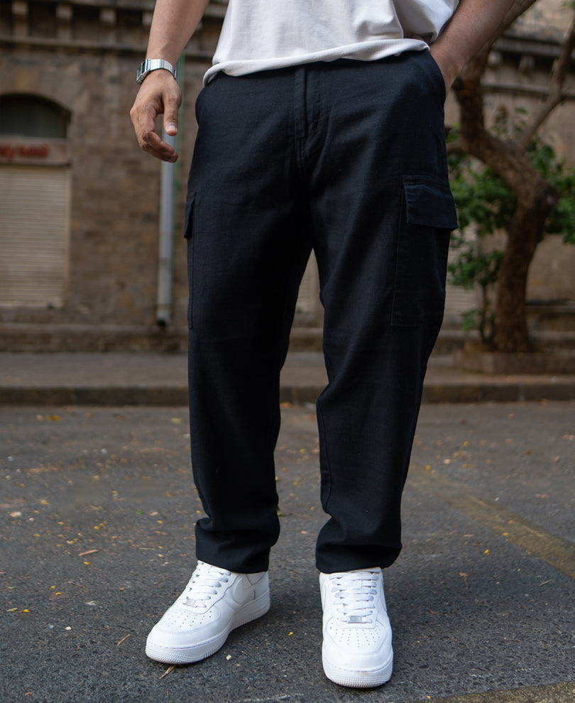 Black Contrast Cargo Pant
