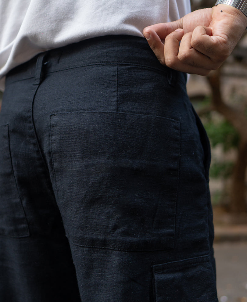 Black Contrast Cargo Pant