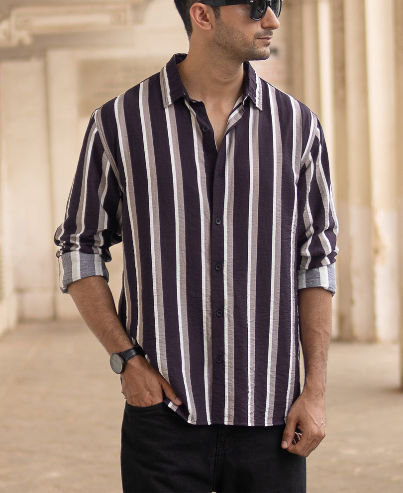 Navy And Grey Stripe Shirt