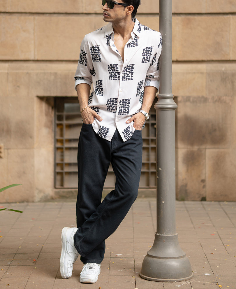 Cream Printed Shirt