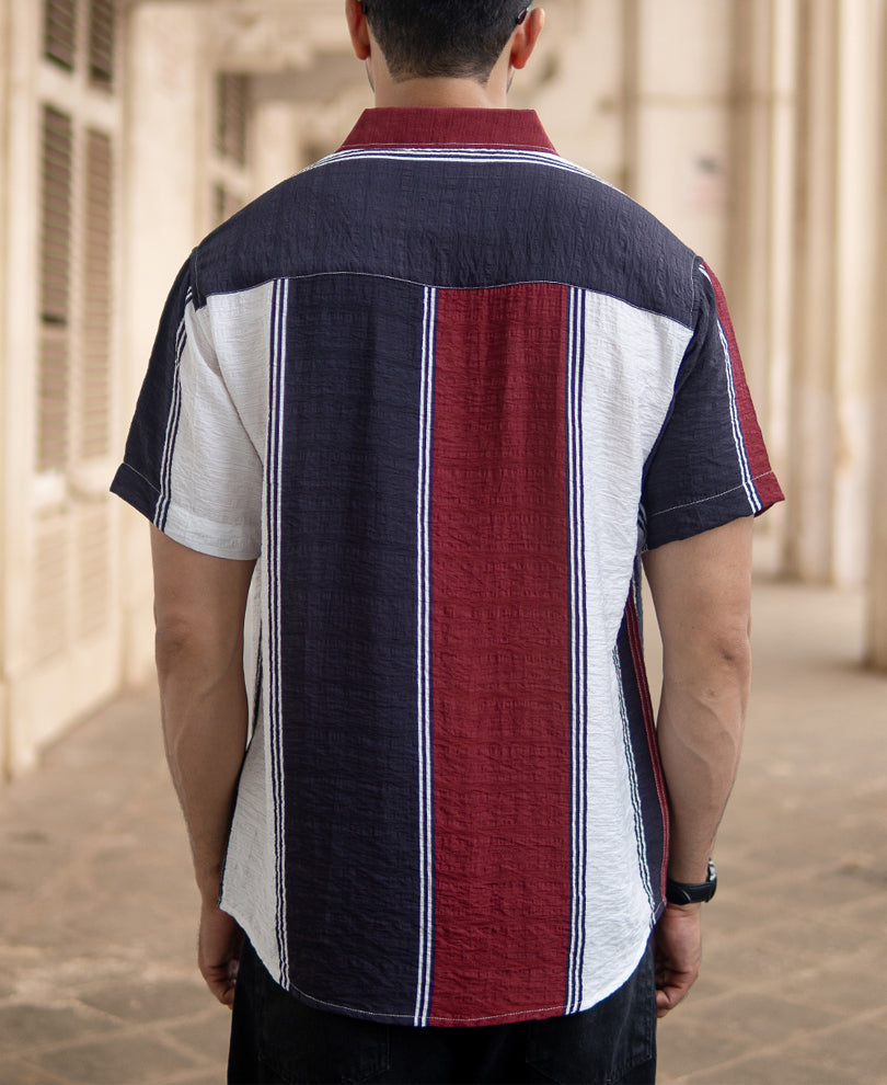 Maroon Lightweight Structured Stripe Shirt